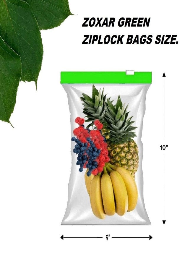 ZOXAR 15 Pcs Green Ziplock Bags (Medium 9"x10") - Reusable Freezer & Fridge Storage Pouches | Airtight Zipper Bags for Vegetables, Snacks, Food Organization | BPA-Free & Durable - Image 2